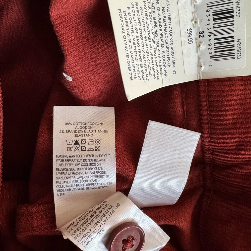 Lucky Brand Mid Rise Ava Boot Corduroy Jean Size 32 - Picture 5 of 5